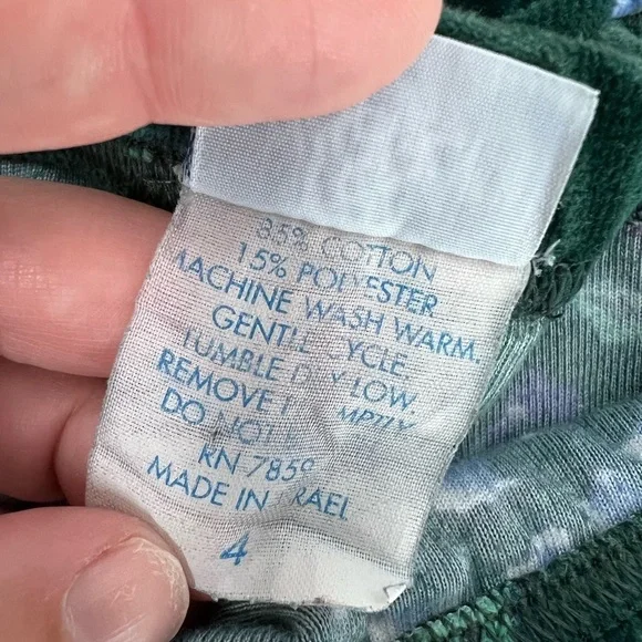 Vintage Floral Velour Leggings Pants The Rugged Bear Green Girls Size 4 - Picture 5 of 5